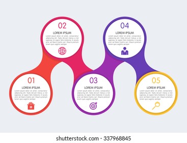 Vector illustration of a flat infographics timeline of five options.