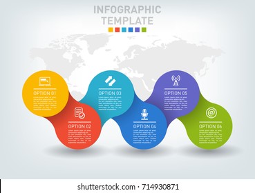 Vector illustration of a flat infographics timeline of five options