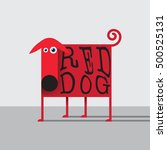 Vector illustration with flat kid styled RED DOG for branding, kids books, t-shirt prints and other 