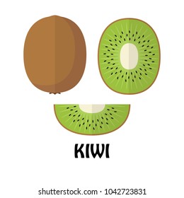 Vector Illustration Flat Kiwi isolated on white background , minimal style , Raw materials fresh fruit