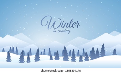 Vector Illustration Flat Landscape Snowy Background Stock Vector ...