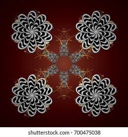Vector illustration. Flat lay. Winter concept. Winter pattern made of snowflake on red background.