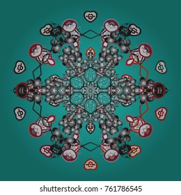Vector illustration. Flat lay. Winter concept. Winter pattern made of snowflake on blue, gray and white colors.