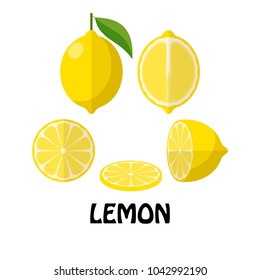 Vector Illustration Flat Lemon isolated on white background , minimal style , Raw materials fresh fruit