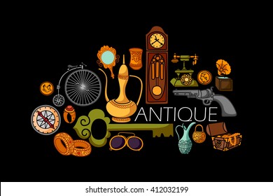 vector illustration of flat line art design of antique Vintage concept