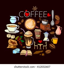 vector illustration of flat line art design of coffee cafe concept for web design template