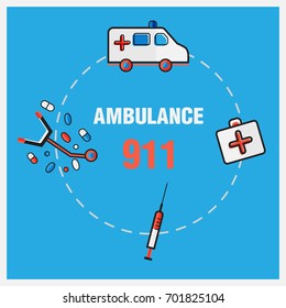 vector illustration of flat line art design of Medical concept. healthcare icons