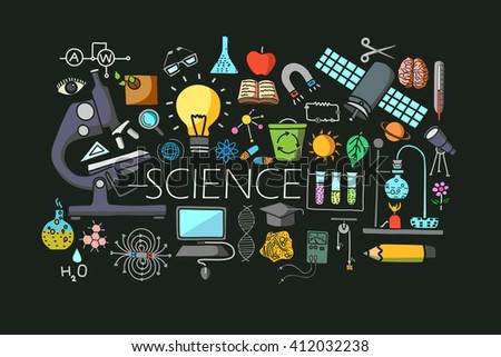 vector illustration of flat line art design of Science concept