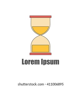 Vector illustration with flat line hourglass. Time concept. Isolated vector hourglass om white background. Great for logo, icon in business, deadline design. Time measuring instrument
