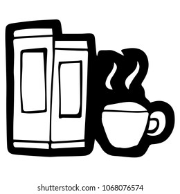 Vector Illustration Flat Line Icon, Sign, Symbol of School Education Coffee Book Study. Graphic Design Abstract Art, Elements, Isolated, Outline, Silhouette, Logo, Object, for Poster and Print.