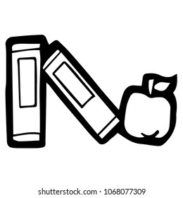 Vector Illustration Flat Line Icon, Sign, Symbol of School Education Apple Book Study. Graphic Design Abstract Art, Elements, Isolated, Outline, Silhouette, Logo, Object, for Poster and Print.