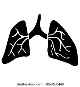 Vector Illustration Flat Line Icon, Sign, Symbol of Healthcare Medical Lungs Human Body. Graphic Design Abstract Art, Elements, Isolated, Outline, Silhouette, Logo, Object, for Poster and Print.