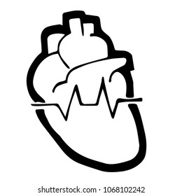Vector Illustration Flat Line Icon, Sign, Symbol of Healthcare Medical Heart Human Body. Graphic Design Abstract Art, Elements, Isolated, Outline, Silhouette, Logo, Object, for Poster and Print.
