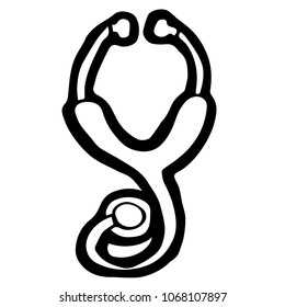 Vector Illustration Flat Line Icon, Sign, Symbol of Healthcare Medical Stethoscope. Graphic Design Abstract Art, Elements, Isolated, Outline, Silhouette, Logo, Object, for Poster and Print.