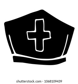 Vector Illustration Flat Line Icon, Sign, Symbol of Healthcare Medical Nurse Cap Cross. Graphic Design Abstract Art, Elements, Isolated, Outline, Silhouette, Logo, Object, for Poster and Print.
