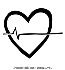 Vector Illustration Flat Line Icon, Sign, Symbol of Healthcare Medical Heart ECG. Graphic Design Abstract Art, Elements, Isolated, Outline, Silhouette, Logo, Object, for Poster and Print.