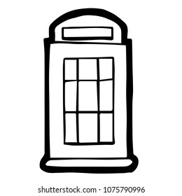 Vector Illustration Flat Line Icon, Sign, Symbol of London England Telephone Booth. Graphic Design Outline EPS10.