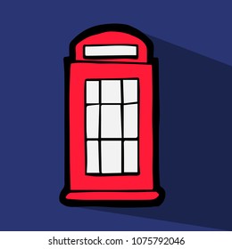 Vector Illustration Flat Line Icon, Sign, Symbol of London England Telephone Booth. Graphic Design Outline EPS10.