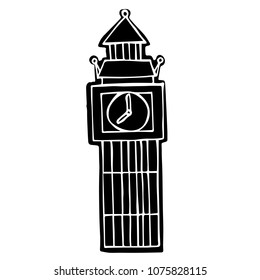 Vector Illustration Flat Line Icon, Sign, Symbol of London England Clock Tower. Graphic Design Outline Silhouette EPS10.