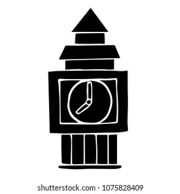 Vector Illustration Flat Line Icon, Sign, Symbol of London England Clock Tower. Graphic Design Outline Silhouette EPS10.