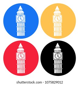 Vector Illustration Flat Line Icon, Sign, Symbol of London England Clock Tower. Graphic Design Outline Silhouette EPS10.
