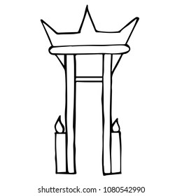 Vector Illustration Flat Line Icon, Sign, Symbol of Thailand Landmark Temple. Graphic Design Outline Silhouette EPS10.