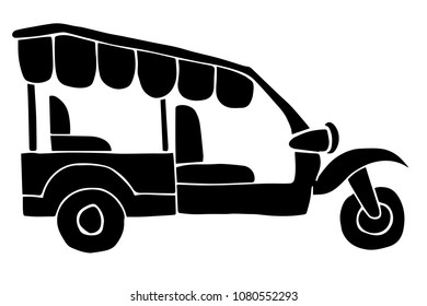 Vector Illustration Flat Line Icon, Sign, Symbol of Thailand Tricycle. Graphic Design Outline Silhouette EPS10.