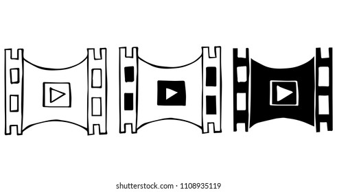 Vector Illustration Flat Line Icon, Sign, Symbol of Film Movie Video. Graphic Design Outline Silhouette EPS10.