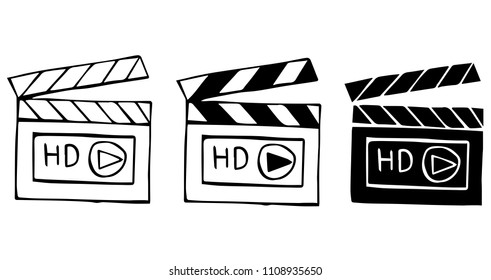 Vector Illustration Flat Line Icon, Sign, Symbol of Film Movie Video. Graphic Design Outline Silhouette EPS10.