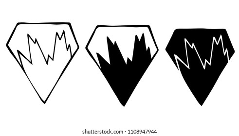 Vector Illustration Flat Line Icon, Sign, Symbol of Diamond Royal Rich Jewel Luxury. Graphic Design Outline Silhouette EPS10.