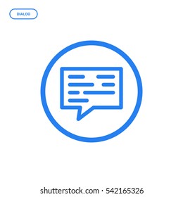 Vector illustration of flat line icon. Graphic design concept of dialog. Use in Web Project and Applications. Blue outline isolated object.