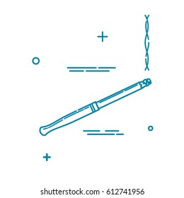 Vector illustration of a flat line icon of a cigarette holder. Abstract linear drawing for web design