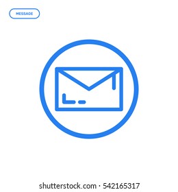 Vector illustration of flat line letter icon. Graphic design concept of message. Use in Web Project and Applications. Blue outline isolated object.