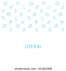 Vector illustration of flat linear pattern at gardening sprint theme with copy space isolated on white