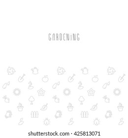 Vector illustration of flat linear pattern at gardening sprint theme with copy space isolated on white