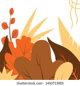 Vector illustration in flat linear style - autumn background - landscape illustration with plants, trees and copy space for text - for autumn banners