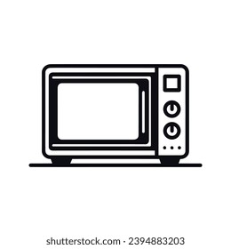 vector illustration in flat linear style microwave oven black and white