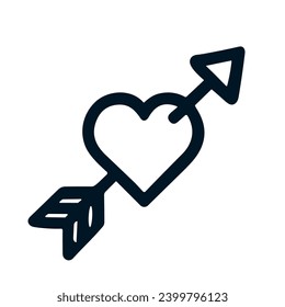 Vektorgrafik in flachlinearem, einfachem Herzen, durchbrochen von einem Pfeil