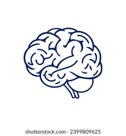 vector illustration in flat linear style brain icon black and white
