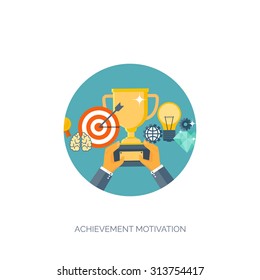 Vector illustration. Flat lined trophy icon. Business. Achievement and aims.
