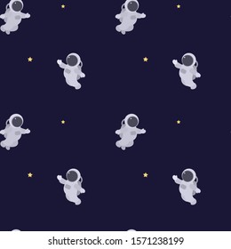 Vector illustration with flat little astronauts.
