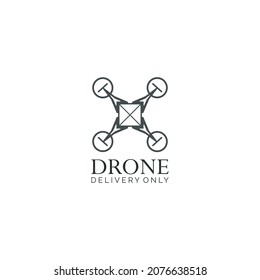 vector illustration of flat logo airplane. delivery package icon using a drone. Dron logo contains a simple and attractive package with people colors, green, white, black, blue.