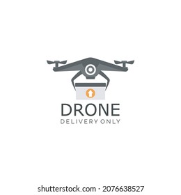 vector illustration of flat logo airplane. delivery package icon using a drone. Dron logo contains a simple and attractive package with people colors, green, white, black, blue.