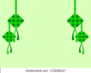 Ilustración Vectorial Del Icono De Ketupat Malayo Plano Aislado En Un Fondo Verde Limpio. 