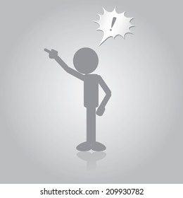 Vector illustration of flat man boss yelling with exclamation point in speech bubble