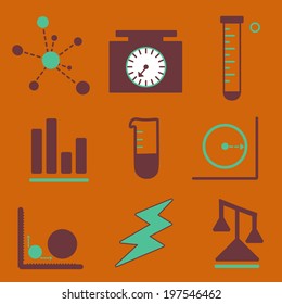 Vector Illustration of Flat Math-Science Icon Set