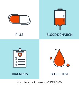Vector illustration. Flat medical background. Health care,first aid, research,cardiology. Medicine,study. Chemical engineering,pharmacy. Outline, lined.