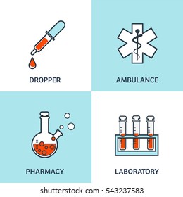 Vector illustration. Flat medical background. Health care,first aid, research,cardiology. Medicine,study. Chemical engineering,pharmacy. Outline, lined.