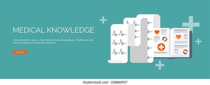 Vector illustration. Flat medical backgrounds set. Health care and first aid, medical research and cardiology. Medicine and study. Chemical engineering and pharmacy.