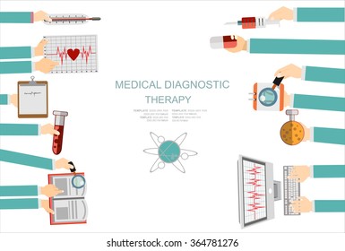 Vector illustration. Flat medical concept background. Healthcare and health protection. Clinical laboratory. First aid and diagnostic.